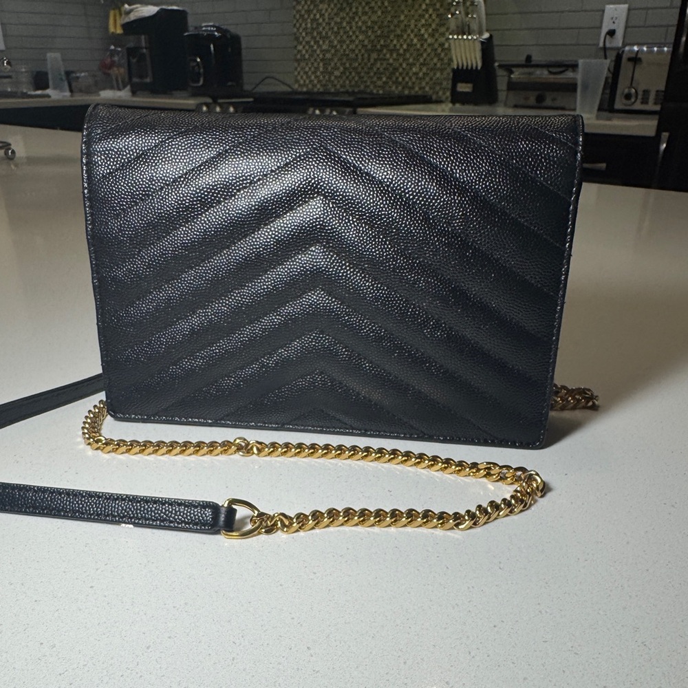 Yves Saint Laurent Black Crossbody with Gold Chain - Picture 3 of 12